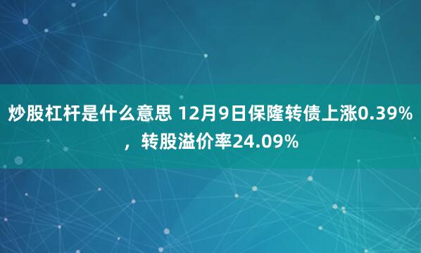 炒股杠杆是什么意思 12月9日保隆转债上涨0.39%，转股溢价率24.09%