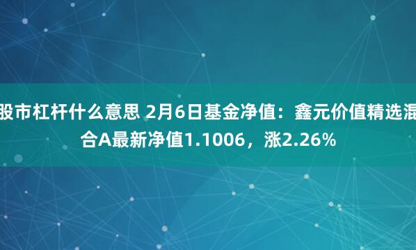 股市杠杆什么意思 2月6日基金净值：鑫元价值精选混合A最新净值1.1006，涨2.26%