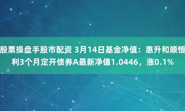 股票操盘手股市配资 3月14日基金净值：惠升和顺恒利3个月定开债券A最新净值1.0446，涨0.1%